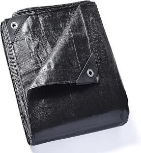 GUARD SHIELD Abdeckplane mit Ösen Wasserdicht 6m x 8m Schwarz Matt Plane Gewebeplane 200g/㎡ Schutzplane Allzweckplane, Reißfest, UV-stabilisiert, Schimmelresistent