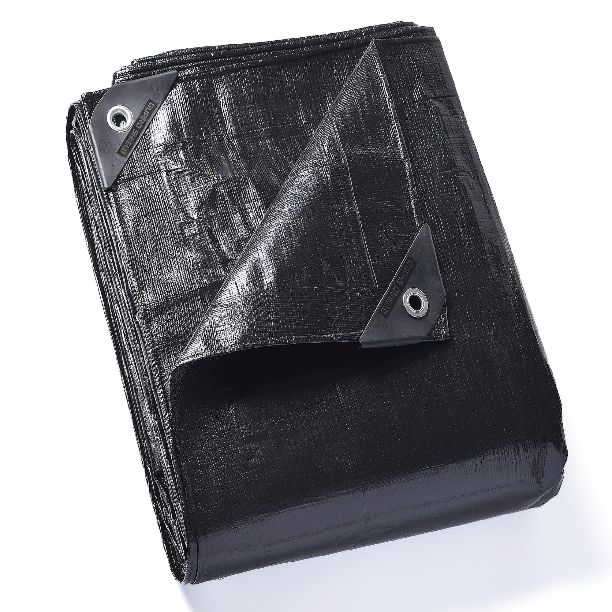 GUARD SHIELD Abdeckplane mit Ösen Wasserdicht 4m x 8m Schwarz Matt Plane Gewebeplane 190g/㎡ Schutzplane Allzweckplane, Reißfest, UV-stabilisiert, Schimmelresistent
