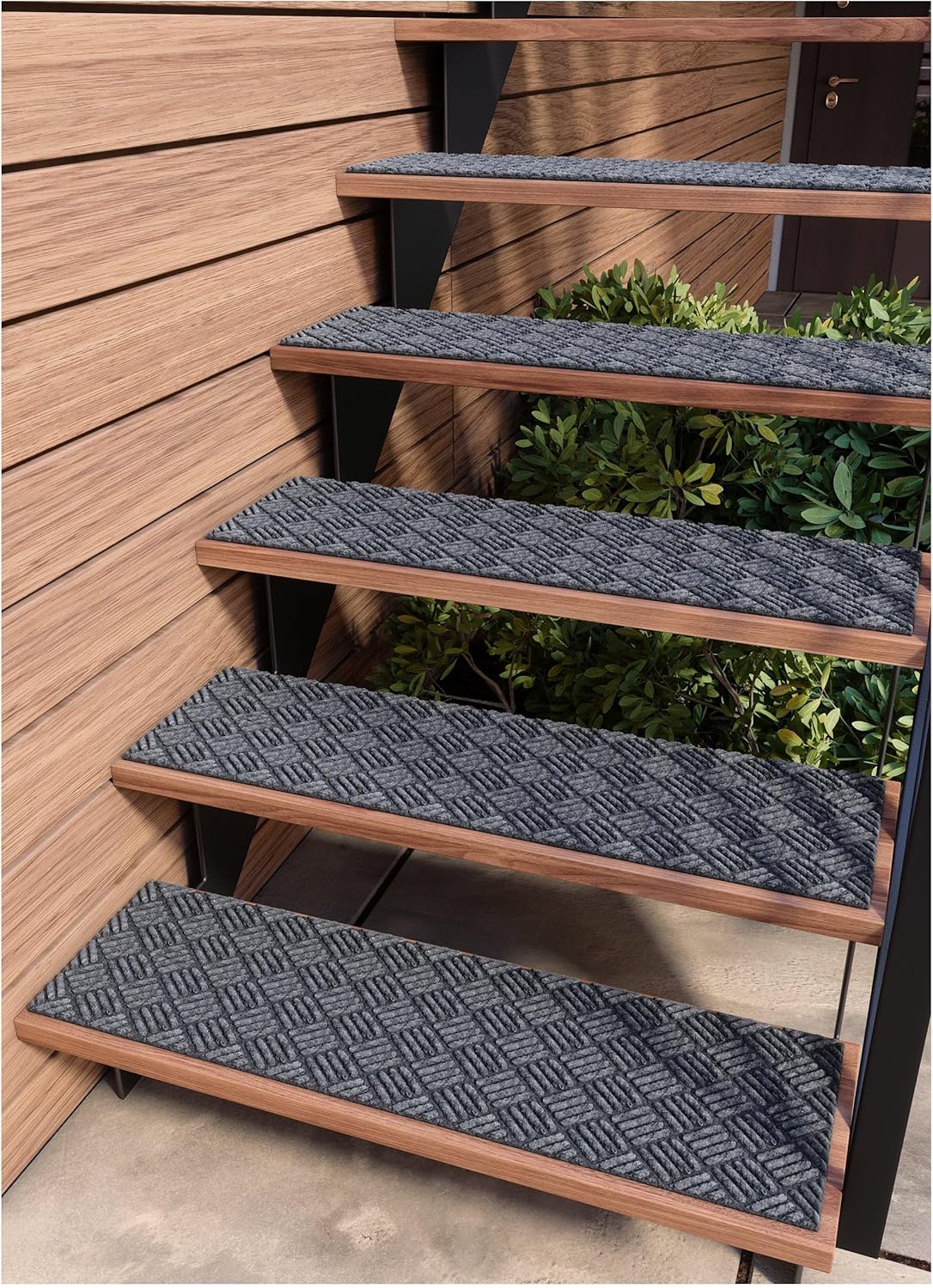 Outdoor Stair Treads Non-Slip 42”x10” (6-Pack) – Carpet Treads with Rubber Backing Diamond Grey Grey Diamond 42" X 10"