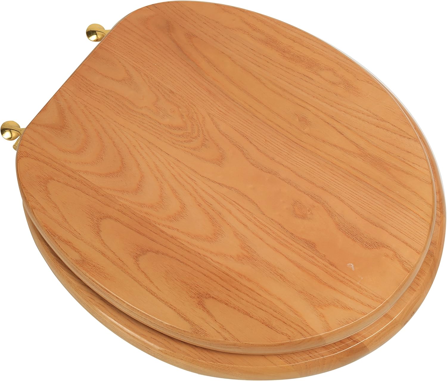 Buy 2 get 3 Bath Décor 5F1R2-17BR Deluxe Wood Toilet Seat, Natural Oak Finish/Brass