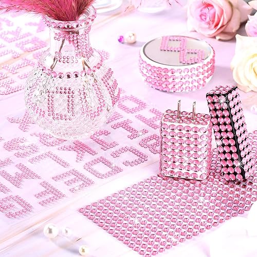 Miniatura 2 de Zonon 6 hojas de calcomanías de letras con purpurina, 26 letras autoadhesivas del alfabeto, para arte y manualidades (rosa)