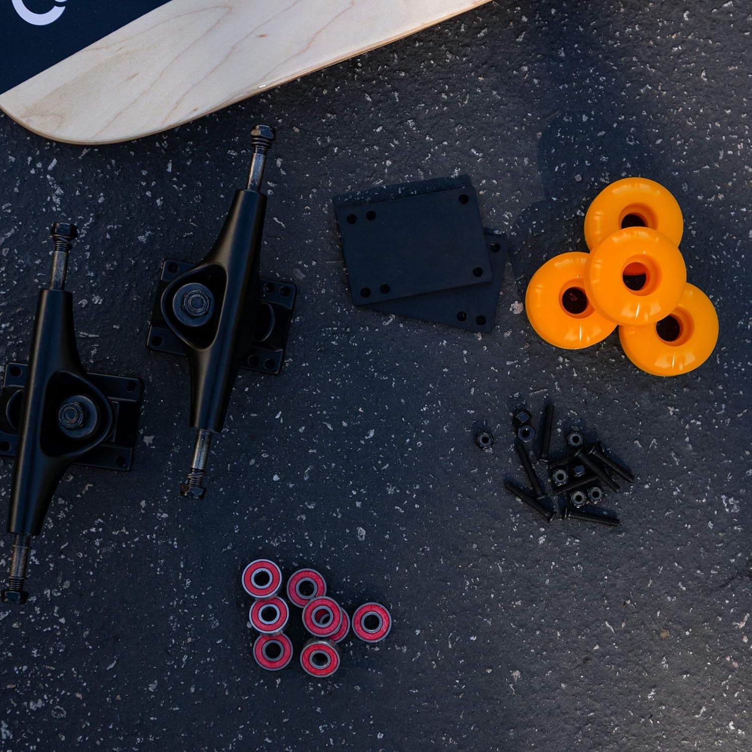 Cal 7 Skateboard Complete Combo with 139 mm Trucks, 52 mm Wheels, Bearings, Durable Skateboard Hardware Kit, Starter Set for Standard Skateboards