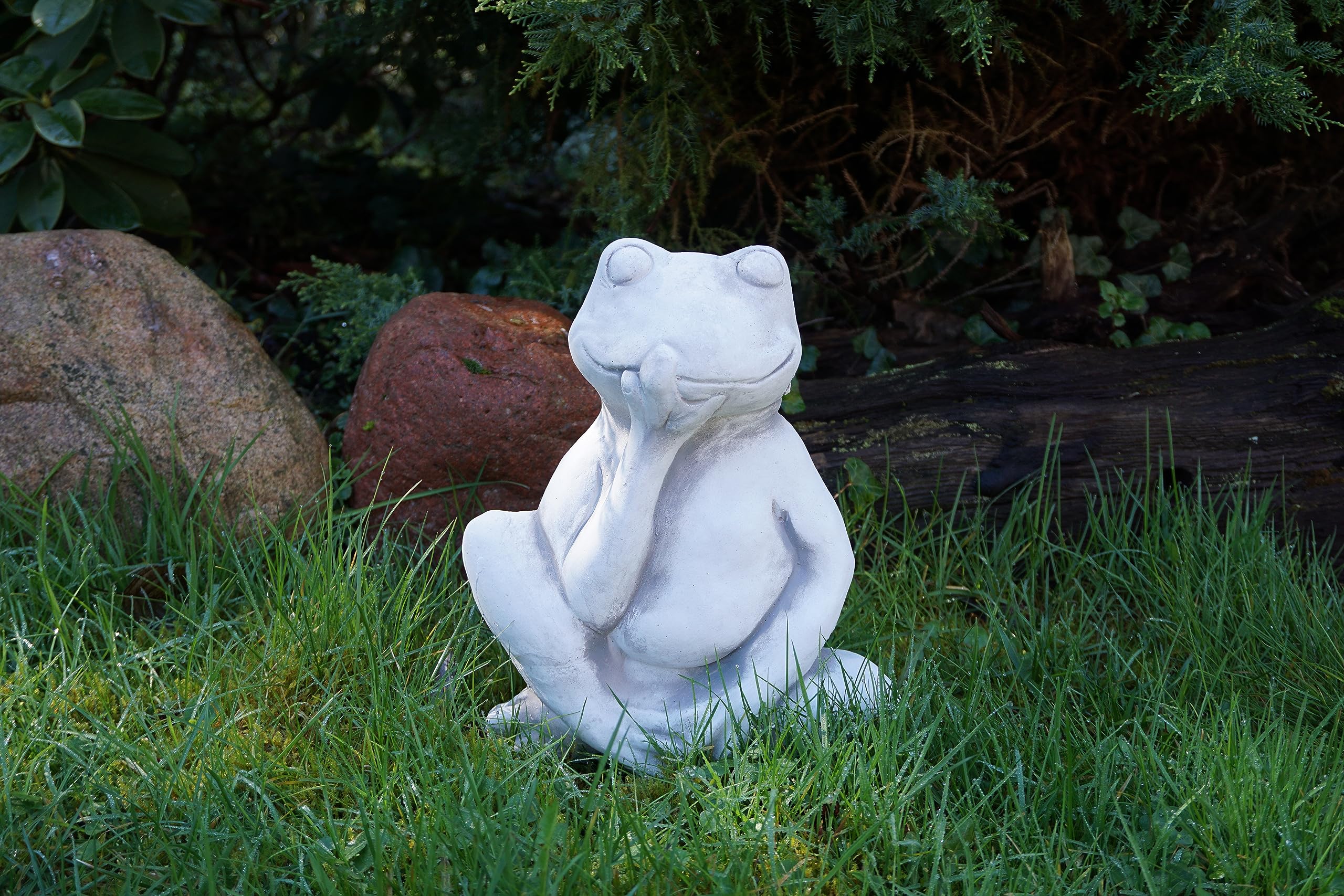 gartendekoparadies.de Masywna figurka kamienna, zabawna żaba, ropucha, wysokość 28 cm, 13 x 23 cm, szara, 8 kg, z odlewu kamiennego, odporna na mróz