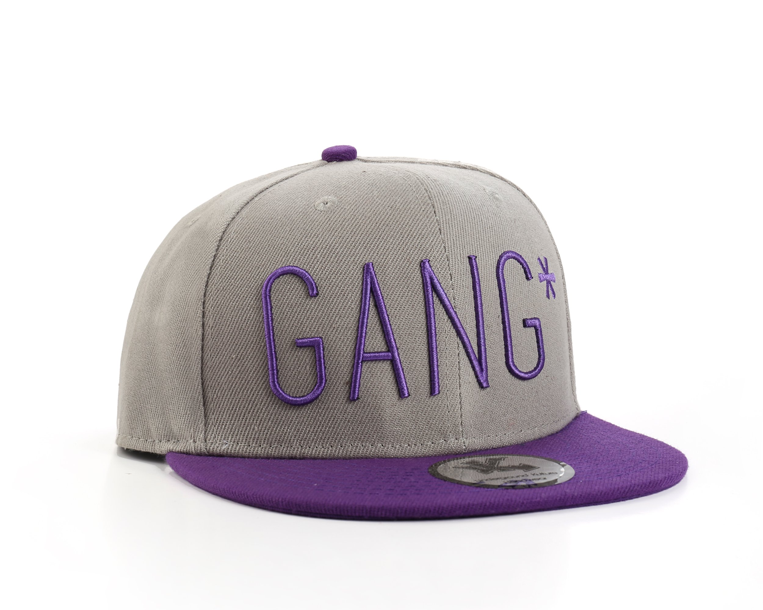 Underground Kulture Men's Grey And Purple Gang Star Purple And Grey Snapback Baseball Cap