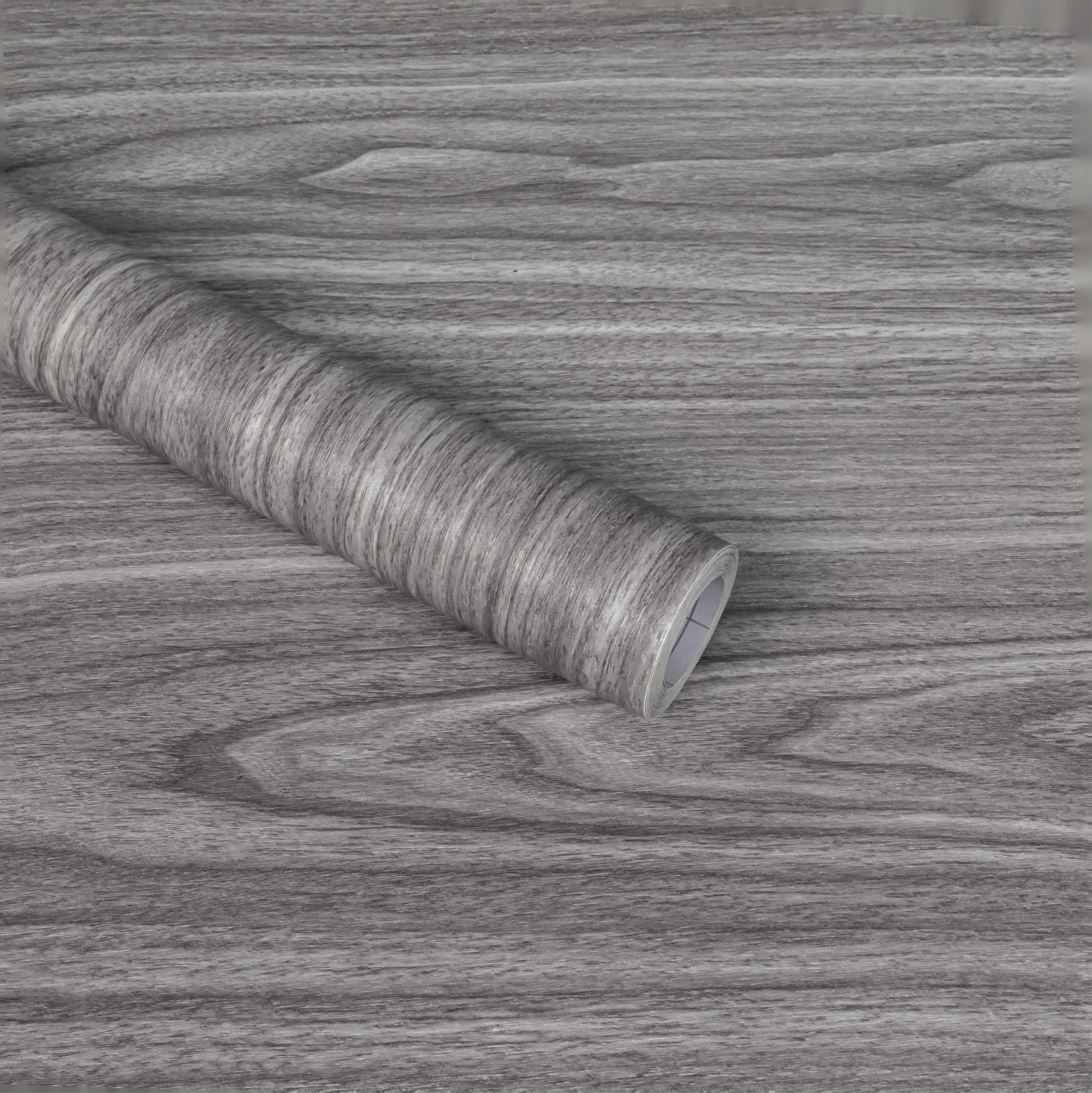 Abyssaly Grey Vinyl Wrap Self Adhesive Wallpaper 90cm X 300cm, Wood Effect Sticky Back Plastic Roll, Removable Peel and Stick Wallpaper Decorative for Furniture Kitchen โ image 1