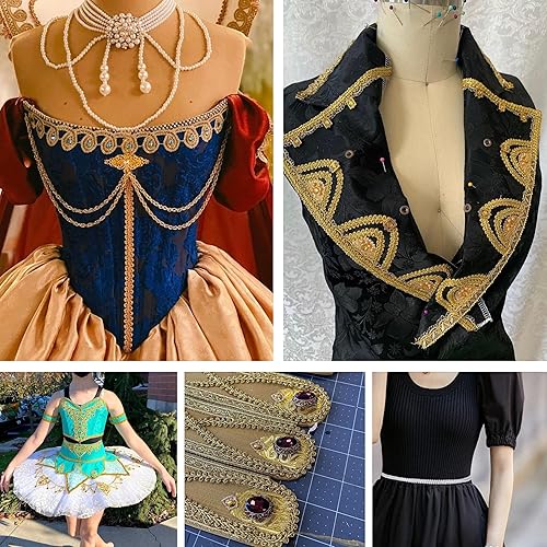 Miniatura 5 de Cinta de encaje de ciempiés con trenza metálica plateada para manualidades, boda, manualidades, costura, disfraz de Navidad, Halloween (0.3