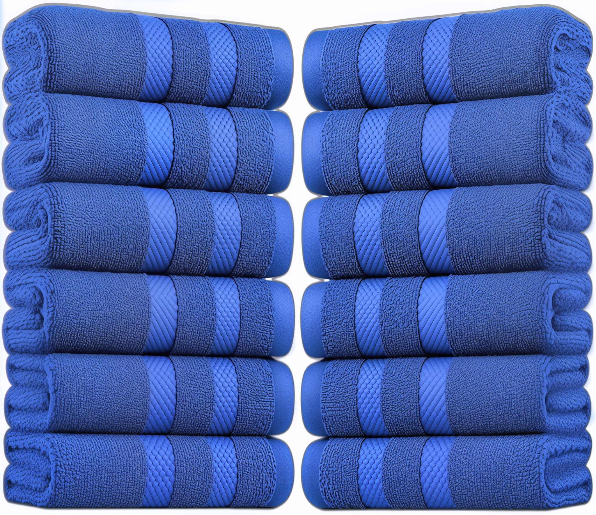 EDB Pack of 12 Large Bath Sheet Towels - 100% Egyptian Cotton Hotel Quality Big Jumbo Bath Towel – 75x150cm, 500-GSM - Highly Absorbent Quick Dry Gym, Spa, Saloon Towels (Blue)