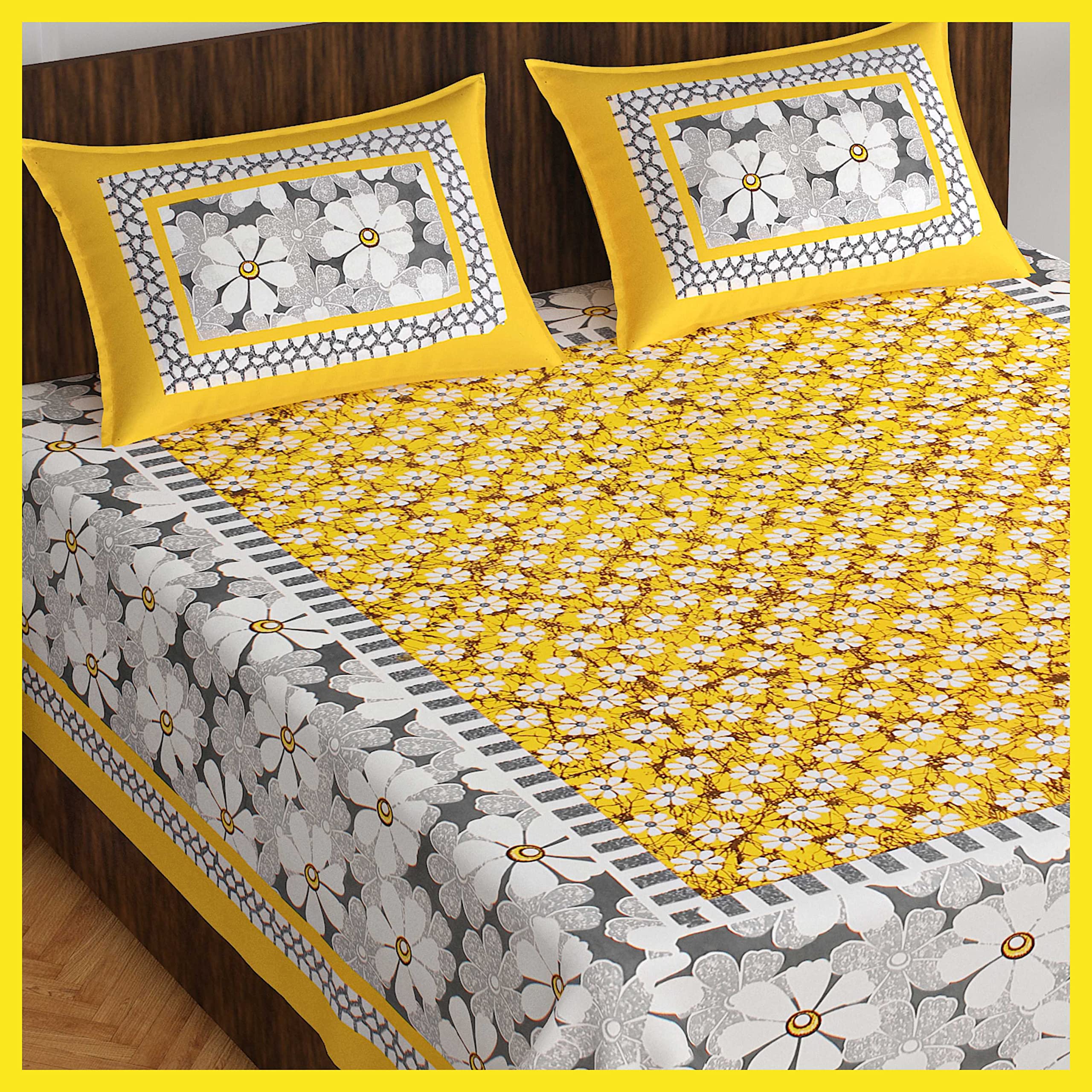 Meejoya Cotton Rajasthani Jaipuri Traditional King Size Double Bed Bedsheet With 2 Pillow Covers - Jaipuri_311 ,Multicolor,144 TC (B0BPQYLT2N) Amazon Price History, Amazon Price Tracker