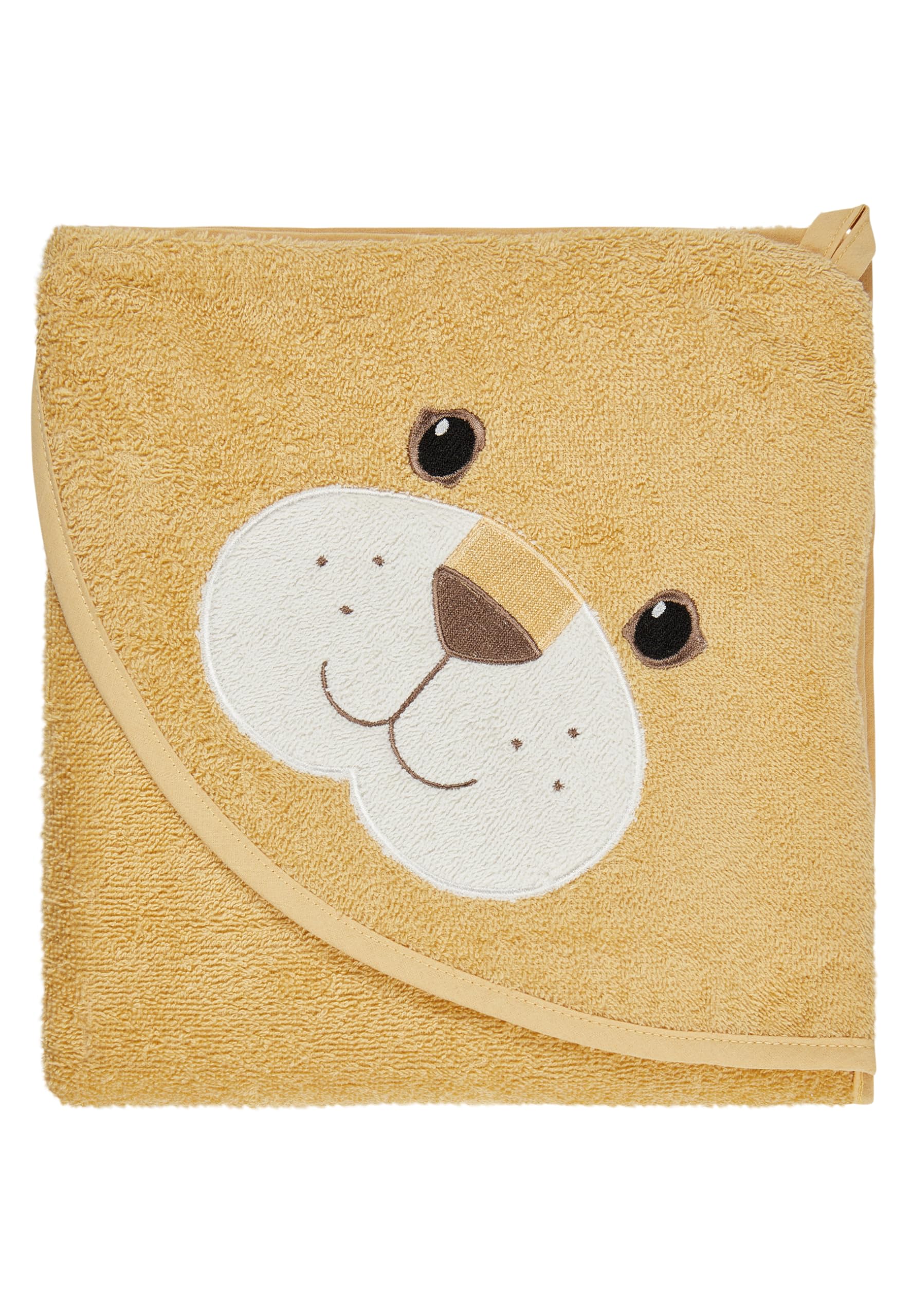 Sterntaler Asciugamano da bagno con cappuccio, 100 x 100 cm, con leone Leo, morbido asciugamano in cotone assorbente, con graziose orecchie 3D per neonati e bambini, ocra