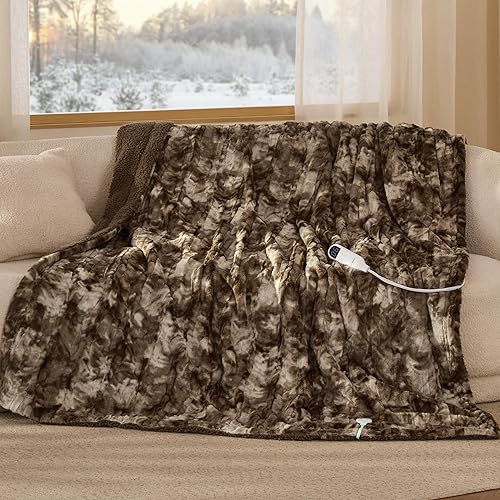 Vista 47 de Bedsure - Manta eléctrica tamaño matrimonial; térmica, de franela suave, calentamiento rápido, 10 ajustes de tiempo y 6 ajustes de calor; regalo 01