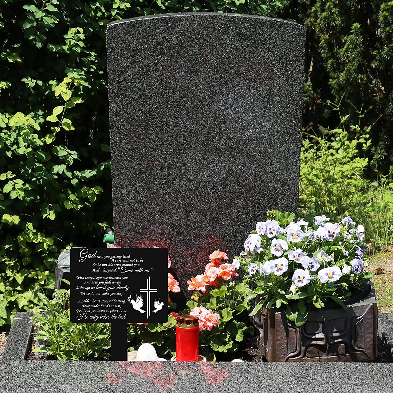Grabdekoration Metall-Gedenkpfahl 33x24,9 Cm – Wasserdicht & Rostfrei Für Friedhof, Garten & Hof