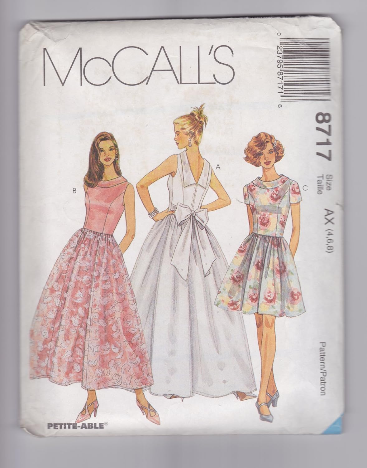 McCall's Misses' Dress Pattern 8717 New & Uncut, Size AX (4,6, 8)