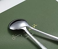 Vista 6 de Kyraton Cucharas redondas de acero inoxidable de 12 piezas, cucharas de cena y mesa, juego de cubiertos, aptas para lavavajillas