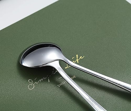 Miniatura 6 de Kyraton Cucharas redondas de acero inoxidable de 12 piezas, cucharas de cena y mesa, juego de cubiertos, aptas para lavavajillas