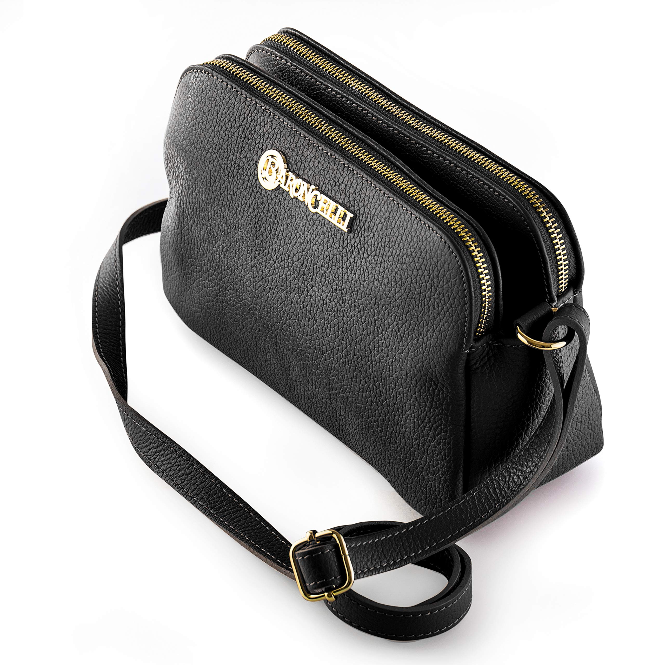 Sponsored Ad - Crossbody Bag Made in Italy with Long Stripe Genuine Italian Soft Leather