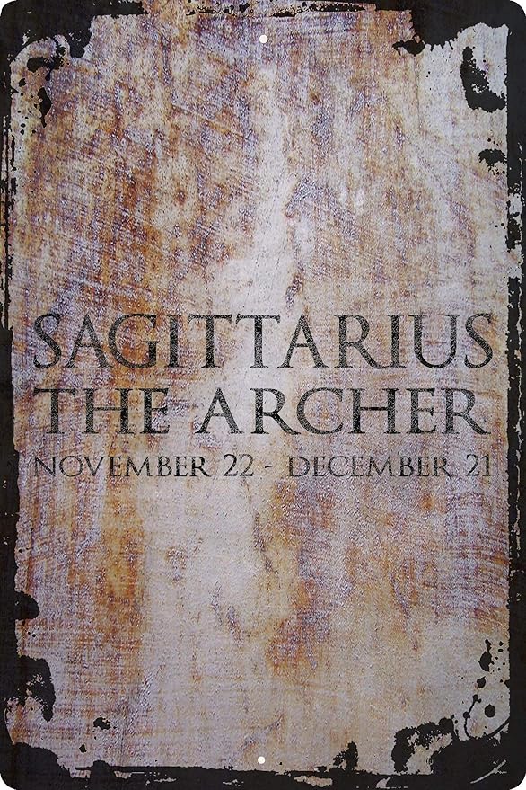 Wall Art Tin Sign Sagittarius the archer Nov 22-Dec 21zodiac sign astrology Beige Home Decor Funny Gift 12 x 8 Inch