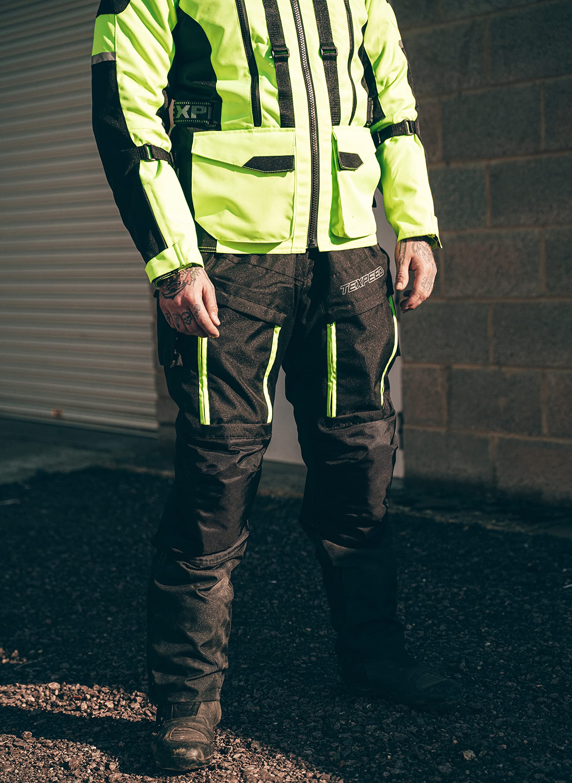 Texpeed Motorradhose Mit Protektoren Herren - Textil Wasserdicht Motorroller Motorrad Bikerin Mit Schutz Rüstung (EN 1621-1) - Sommer/Winter Schwarz - 4XL