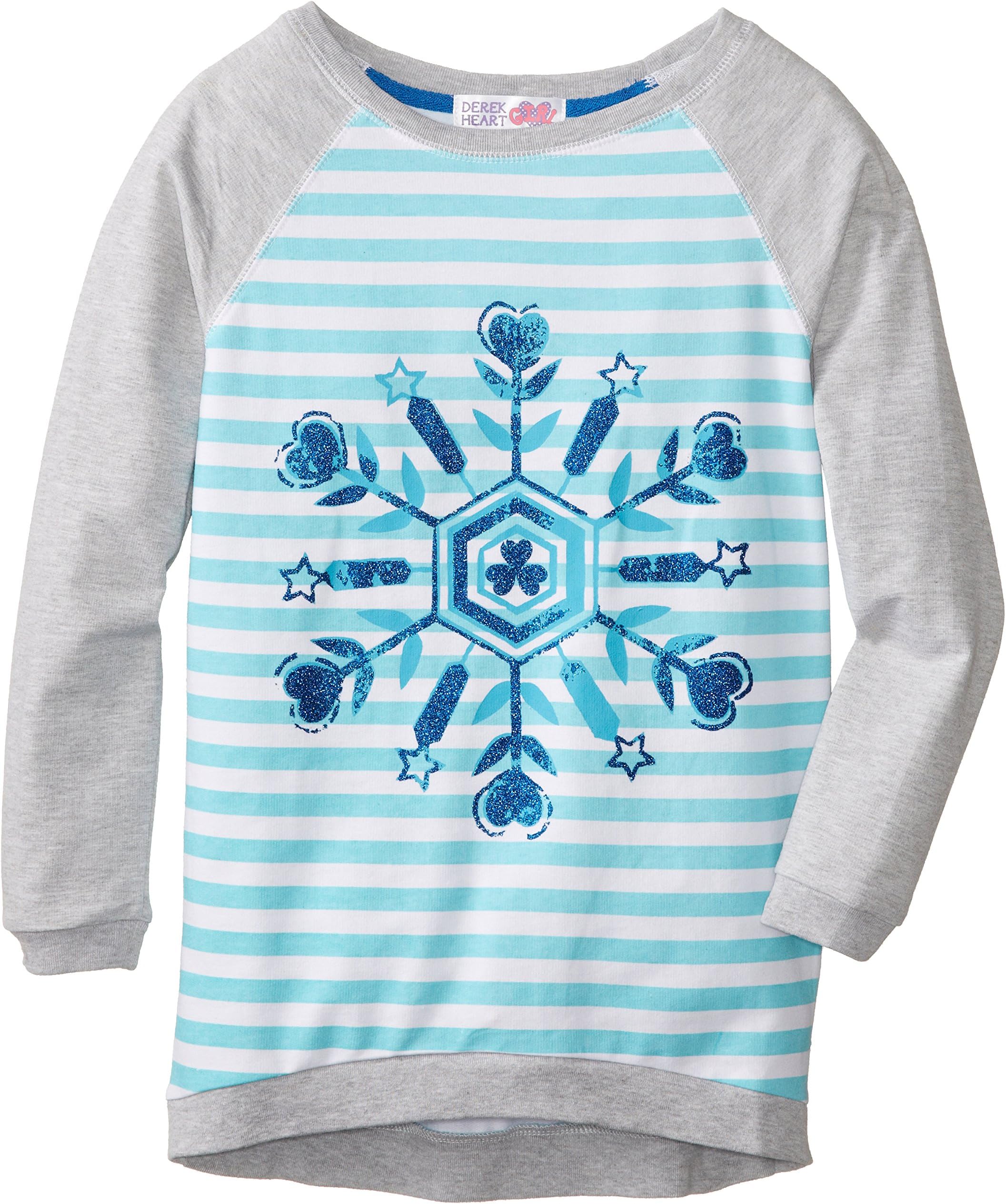 Derek Heart Big Girls' Raglan Sweatshirt with Snowflake
