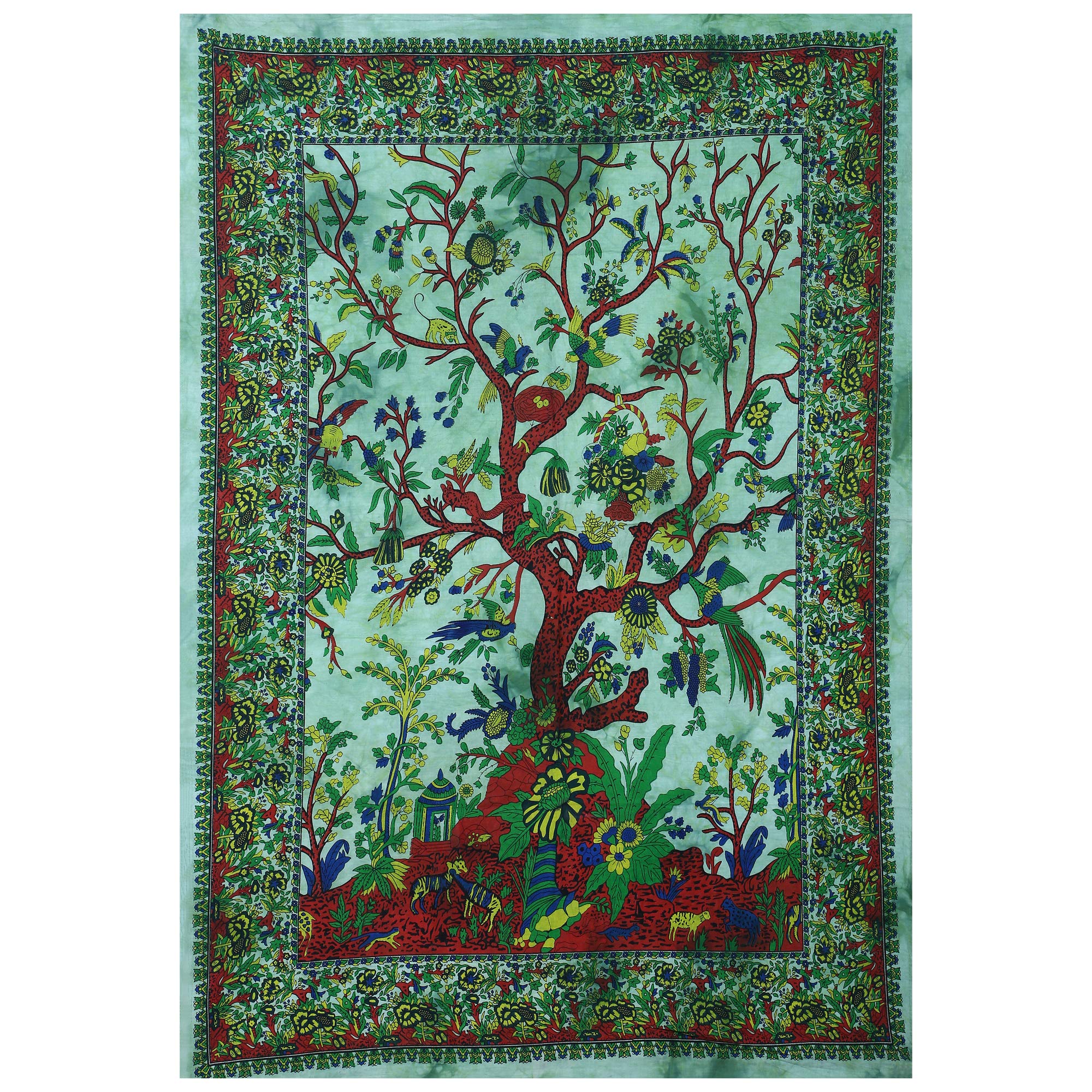 Tenture Murale Arbre De Vie THE ART BOX | 135x150cm Coton | Décoration Bohème | Tapisserie Indienne