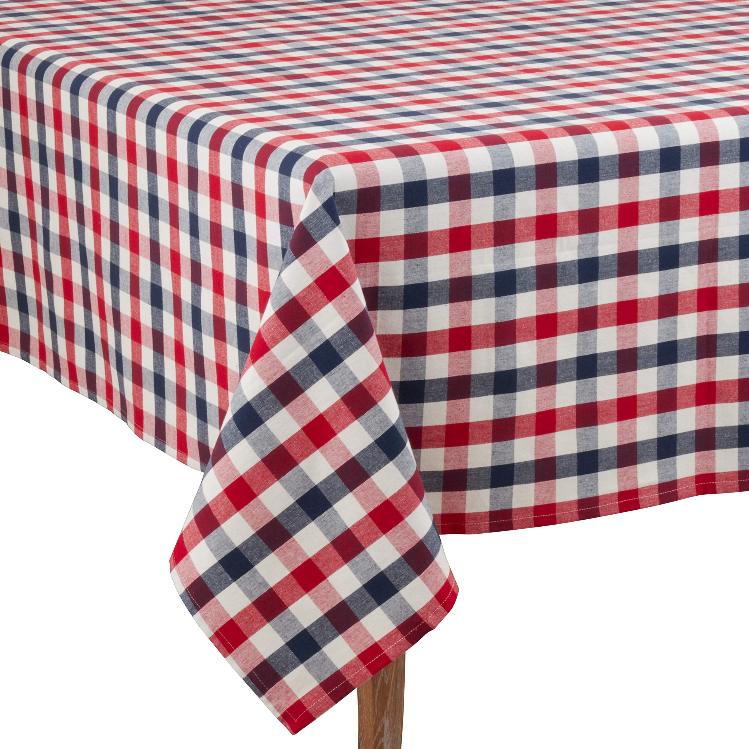 SARO LIFESTYLE Check'd Collection Gingham Check Design Tablecloth, 65"x65", Multi