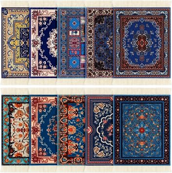 Preboun Rug Style Coasters Set of 10 Carpet Drink Mats with Fringe Non-Slip Backing Vintage Decorative Moroccan Turkish Fabric Mini Table Holder for Home Kitchen Bar Office GiftsClassic