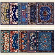 Preboun Rug Style Coasters Set of 10 Carpet Drink Mats with Fringe Non-Slip Backing Vintage Decorative Moroccan Turkish Fabric Mini Table Holder for Home Kitchen Bar Office Gifts(Classic)