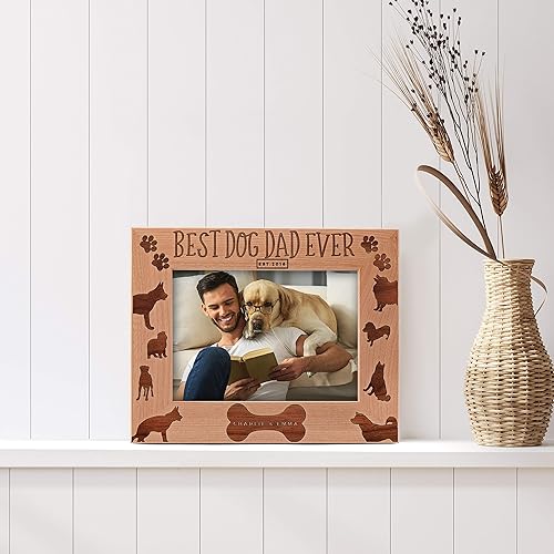 Miniatura 4 de Marco de fotos personalizado Best Dog Dad Ever, 5 x 7 pulgadas, marco grabado personalizado con nombre y año, regalos para el padre del perro,