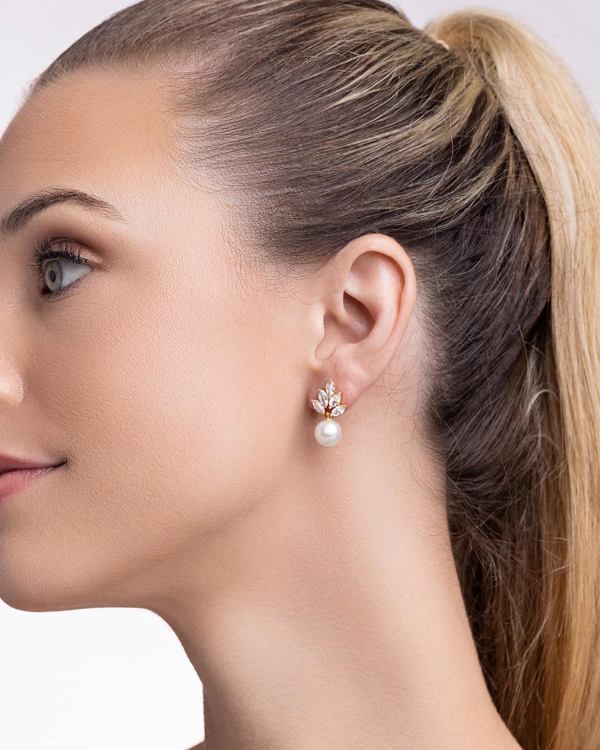 Earrings for Women by SNGIA, Gold Pearl Earrings, Small Gold Earrings, Dainty Gold Earrings, Gold Stud Earrings for Women, Statement Earrings, Pearl Dangle Earrings, Pearl Drop Earrings, Pearl Earrings Studs, Pearl Drop Earring with Cubic Zirconia by SNGIA, Small Earrings, Gold Studs Earrings for Women, Small Stud Earrings, Dainty Earrings, Gold Drop Earrings, Cubic Zirconia Earrings, CZ Earrings - Image 2