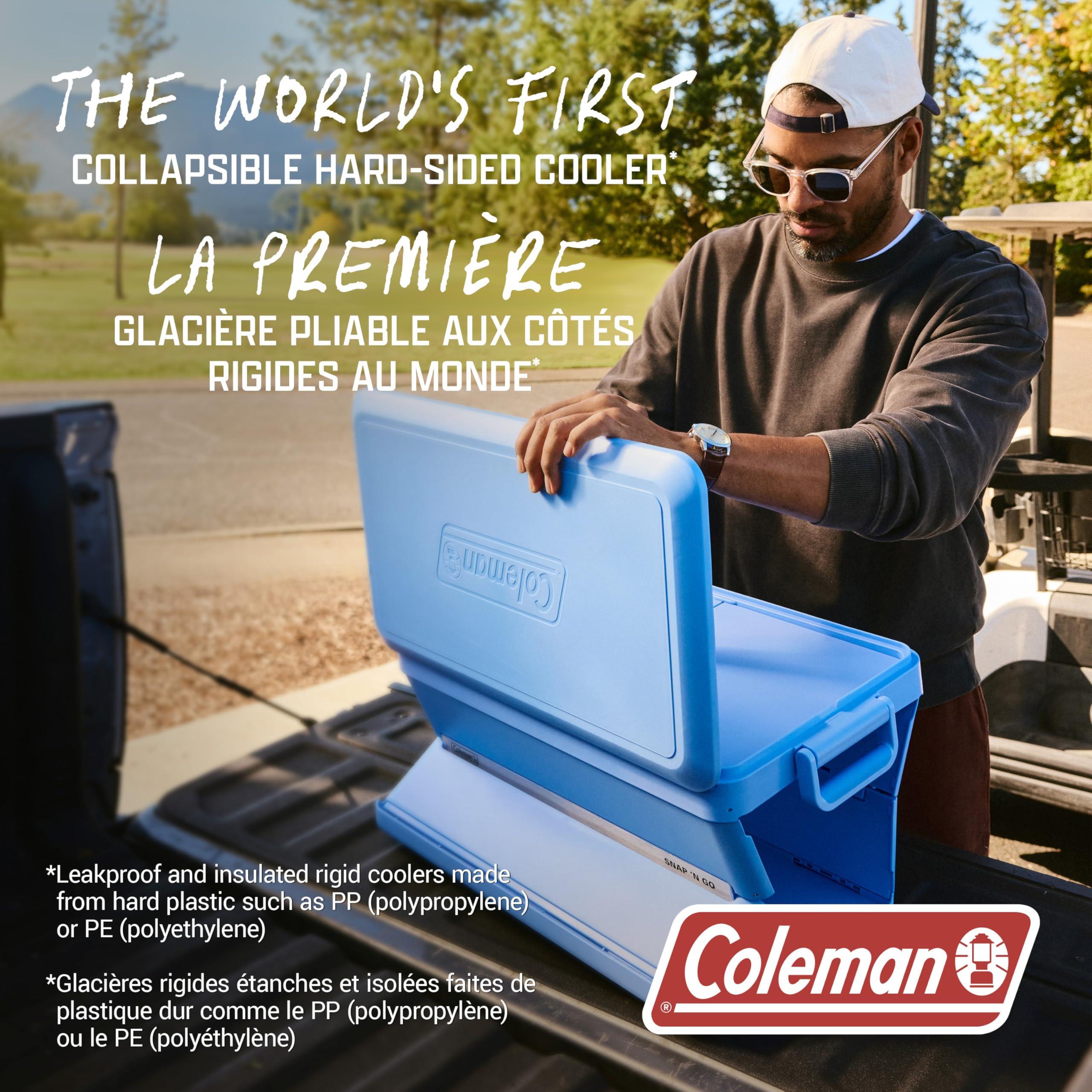 Coleman Snap 'N Go 45-Quart Collapsible Hard Cooler, Keeps Ice Cold up to 55 Hours, 76-Can Capacity, Spacing-Saving & Quick to Set Up, Collapses to 1/3 of Open Size, Holds up to 200 Pounds - 3