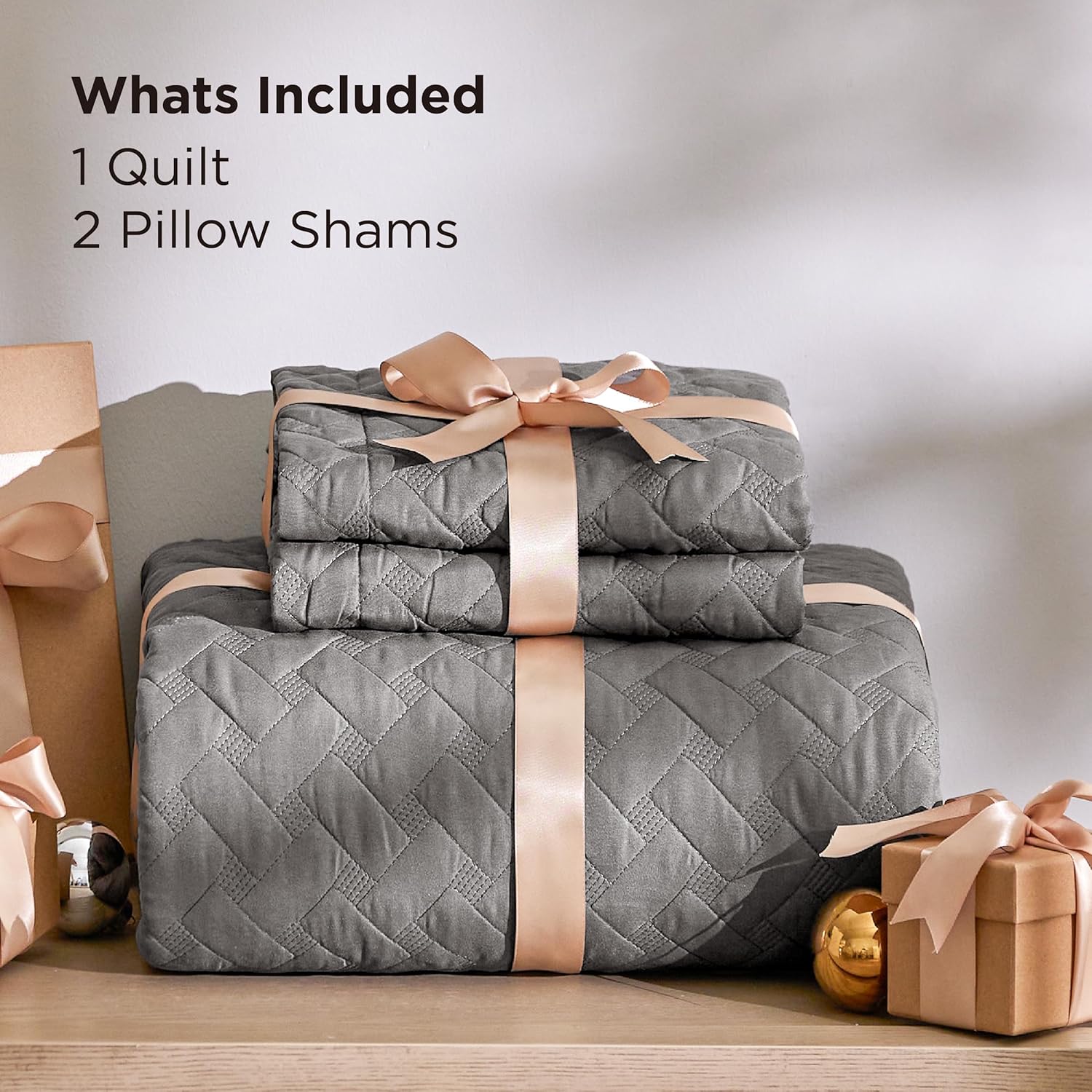 Bedsure Quilts California King Size - Lightweight Bedspreads Cal King Size with Basket Weave Pattern, Soft Quilt Bedding, Grey Comforter Coverlet for All Seasons (111" x 106") - Image 6