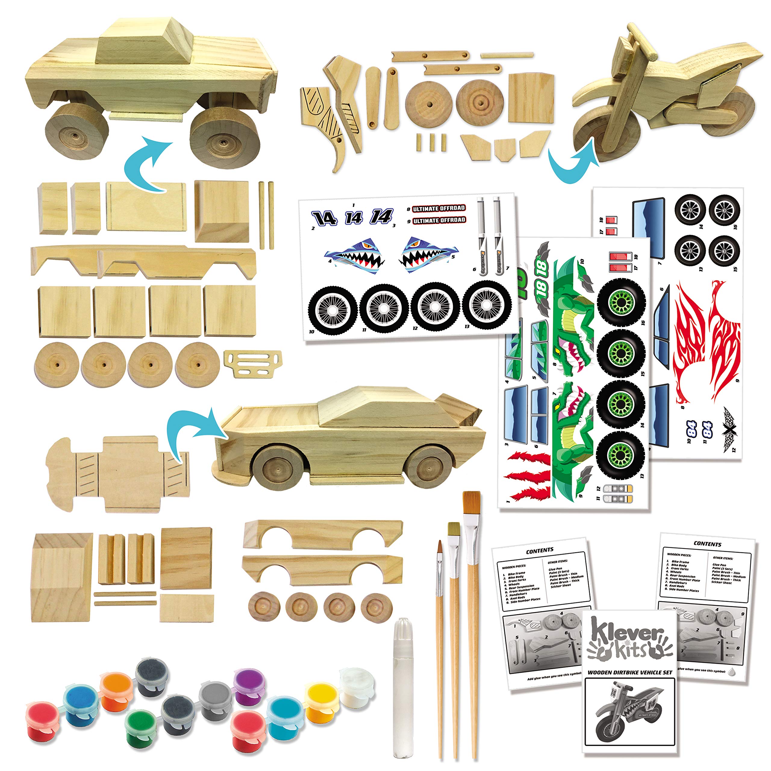 Buy Klever Kits Kids Craft Kit Build & Paint Your Own Wooden Race Car