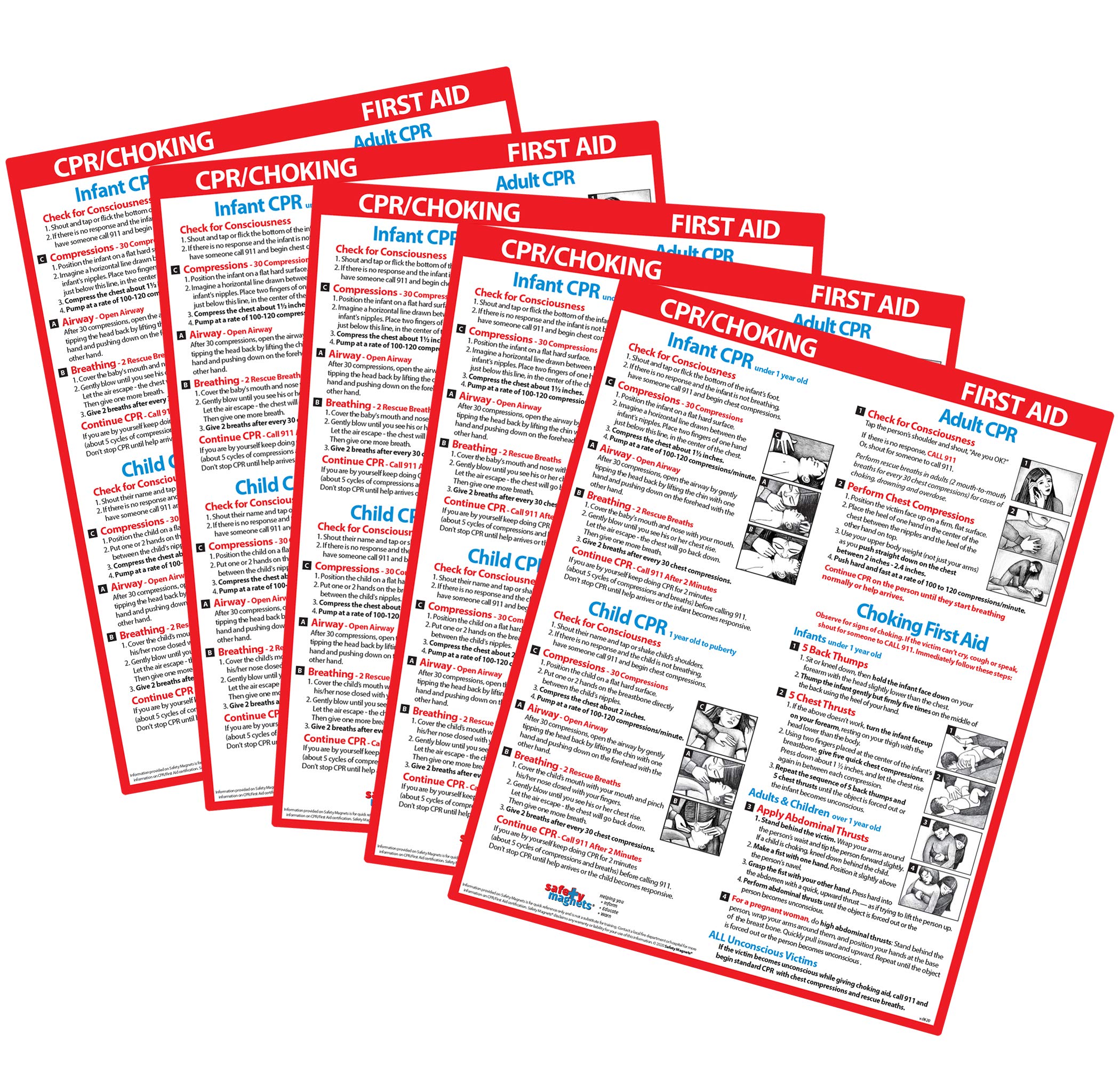 Buy CPR Choking First Aid Magnets 5 Pack Infants Children Adults 