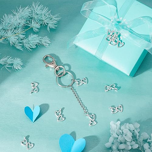 Miniatura 3 de PH PandaHall 100 dijes de corazón doble, dijes de corazón de aleación tibetana, colgantes de corazones para bricolaje, collares, pulseras, bodas,