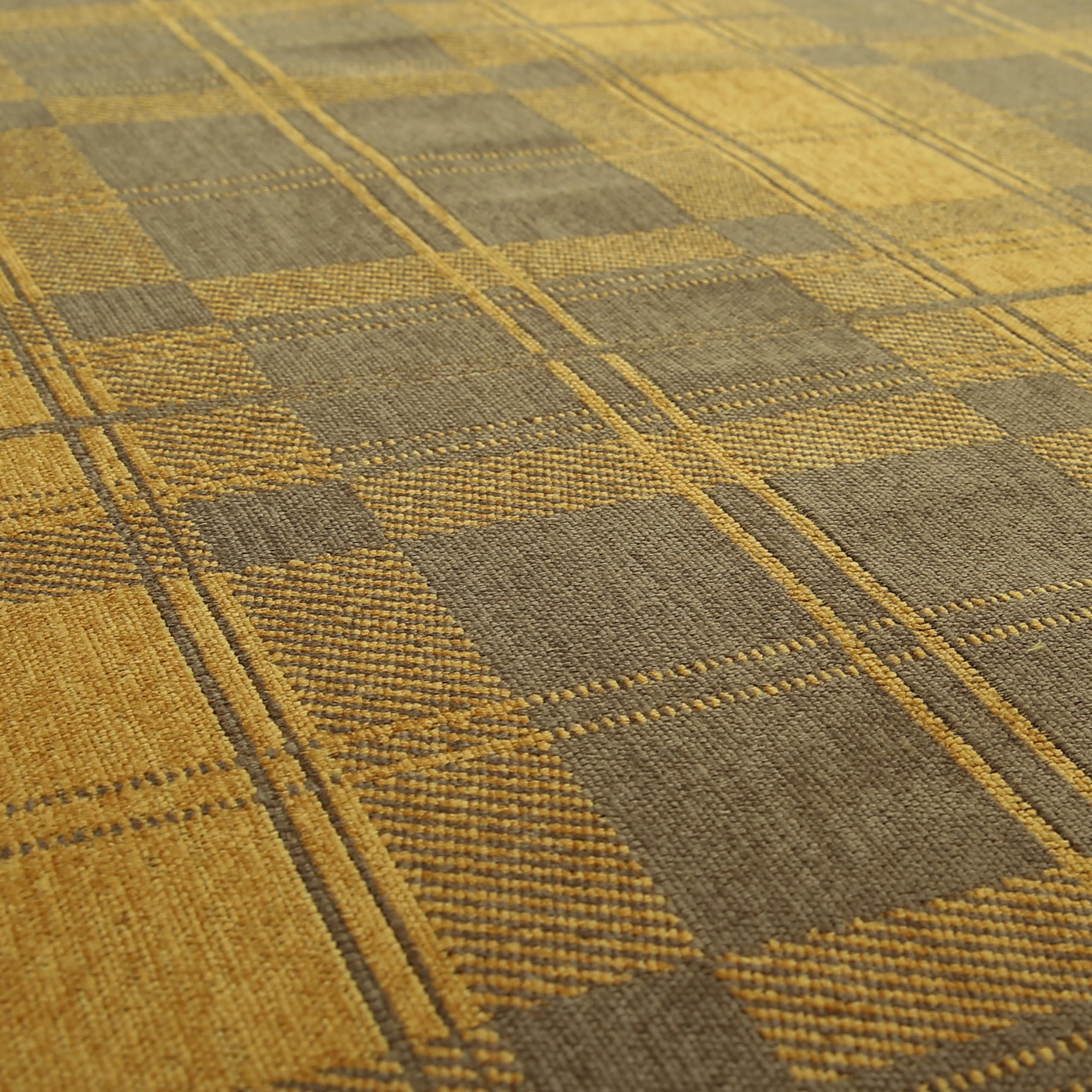 Redbrick Mill Fabrics Flame Retardant Plain Checked Tartan Tapestry Pattern Soft Feel Chenille Upholstery Fabric by The Metre in Yellow (Per Metre) โ image 1