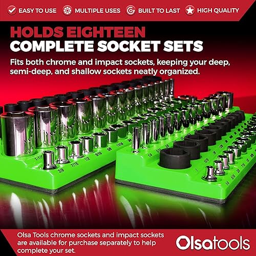 Miniatura 106 de Olsa Tools Organizador magnético de enchufes (unidad de 1/2 pulgada, 3 filas) - Organizador magnético de herramientas y soporte de enchufes