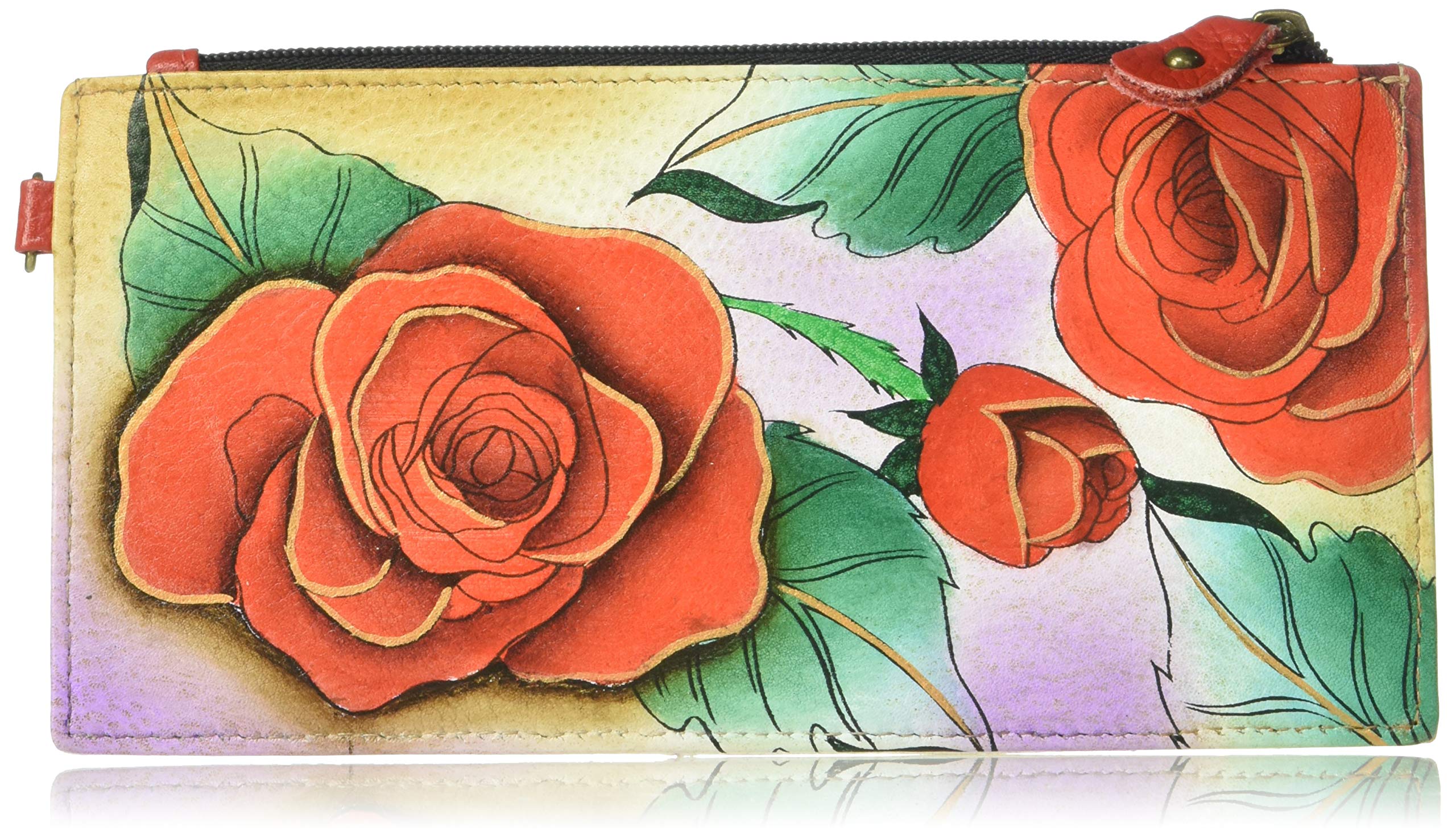 Women's Hand Painted Leather Wallet Card Holder, One Size