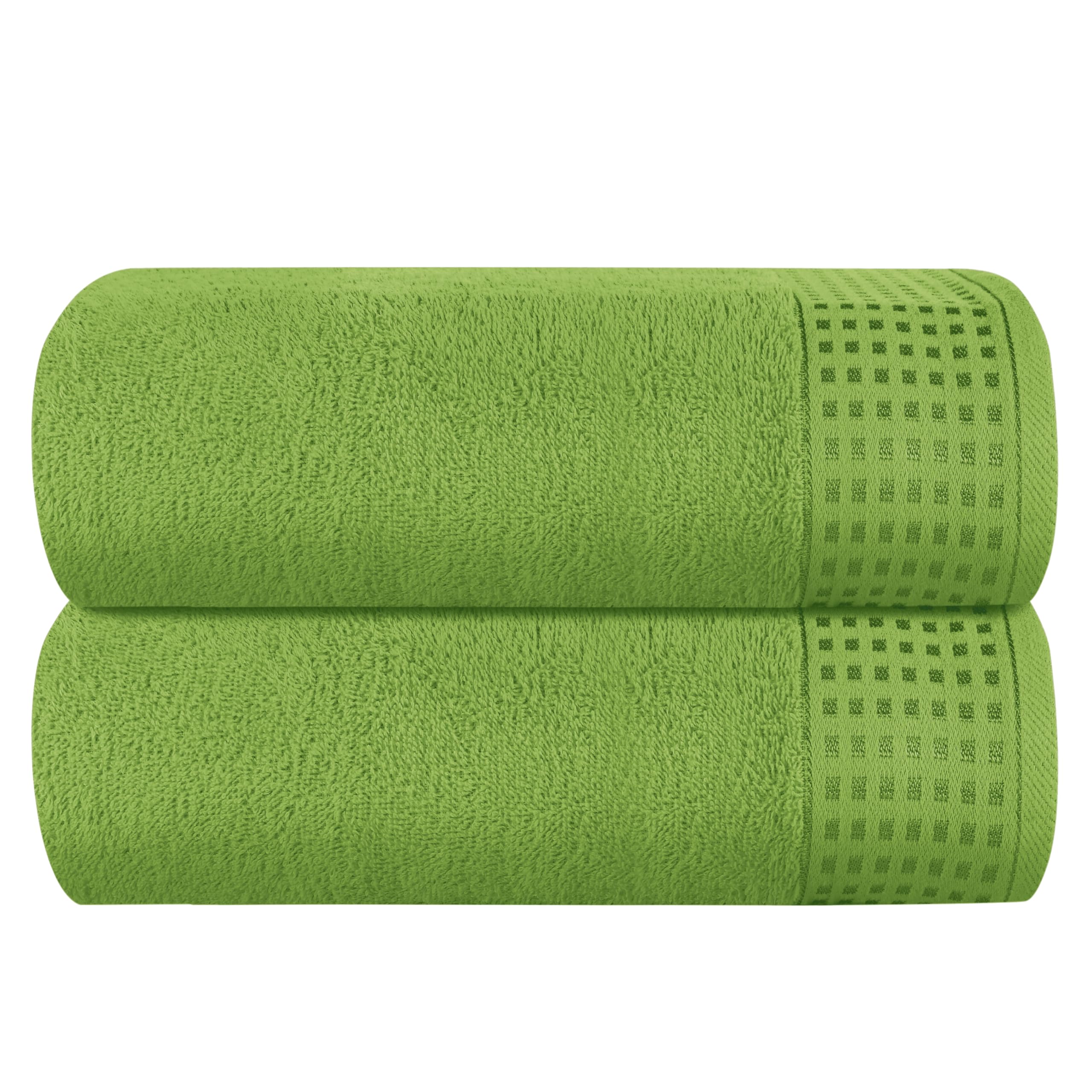GLAMBURG 100% Cotton Oversized 2 Pack Bath Sheets 35x70, Ultra Soft Highly Absorbant Compact Quickdry &amp; Lightweight Large Bath Sheet Set, Ideal for Gym Travel Camp Pool - Kiwi Green