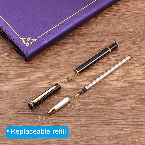 Miniatura 4 de PATIKIL Bolígrafo de metal de 5.315 in, paquete de 6 bolígrafos de gel de tinta negra de punta media de 0.039 pulgadas (0.039 in), bolígrafos de