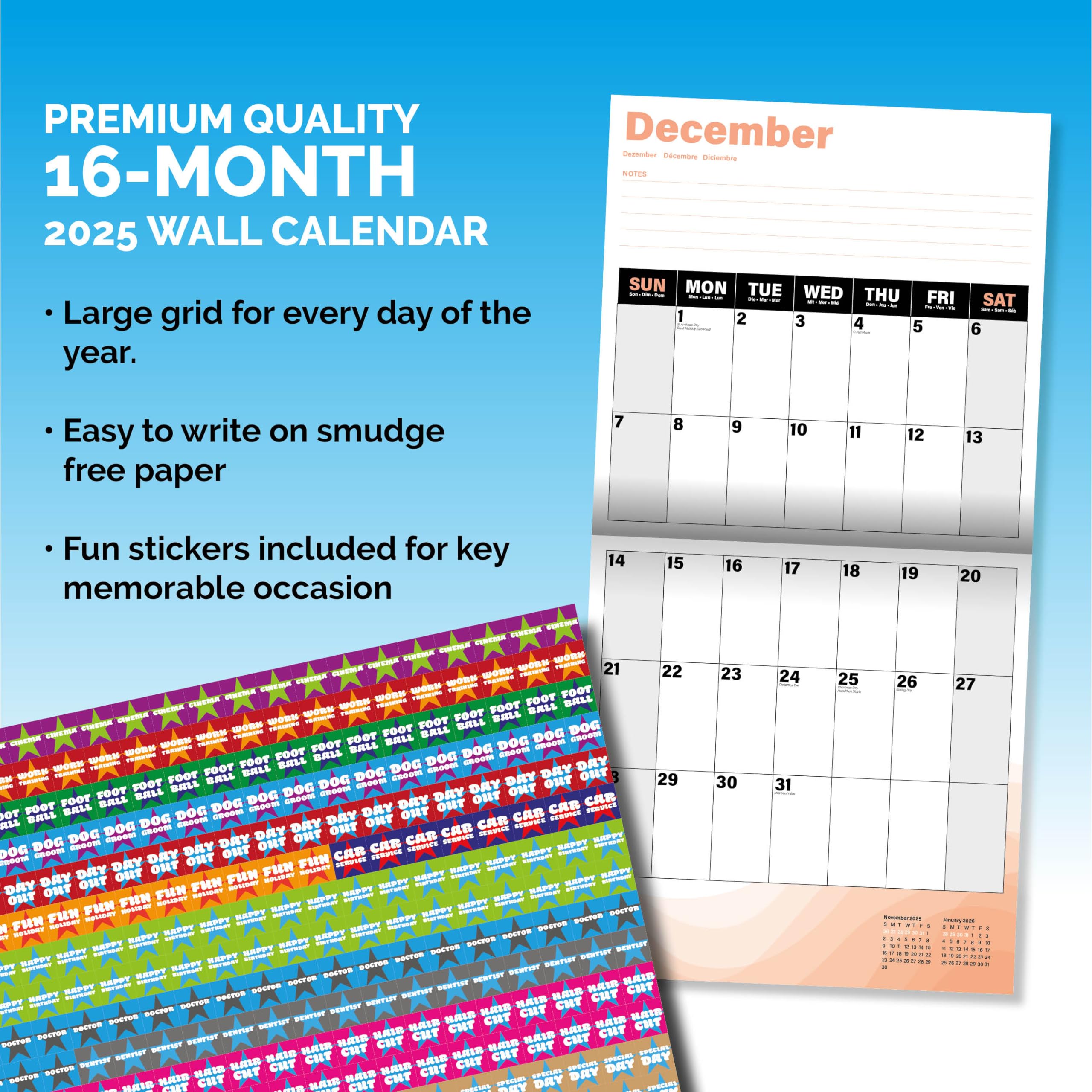 Dayplanner Publishing Large Print Grid Calendar 2026, Large Square Wall 16 Month, Large Print Grid Gift Calendar - Image 2
