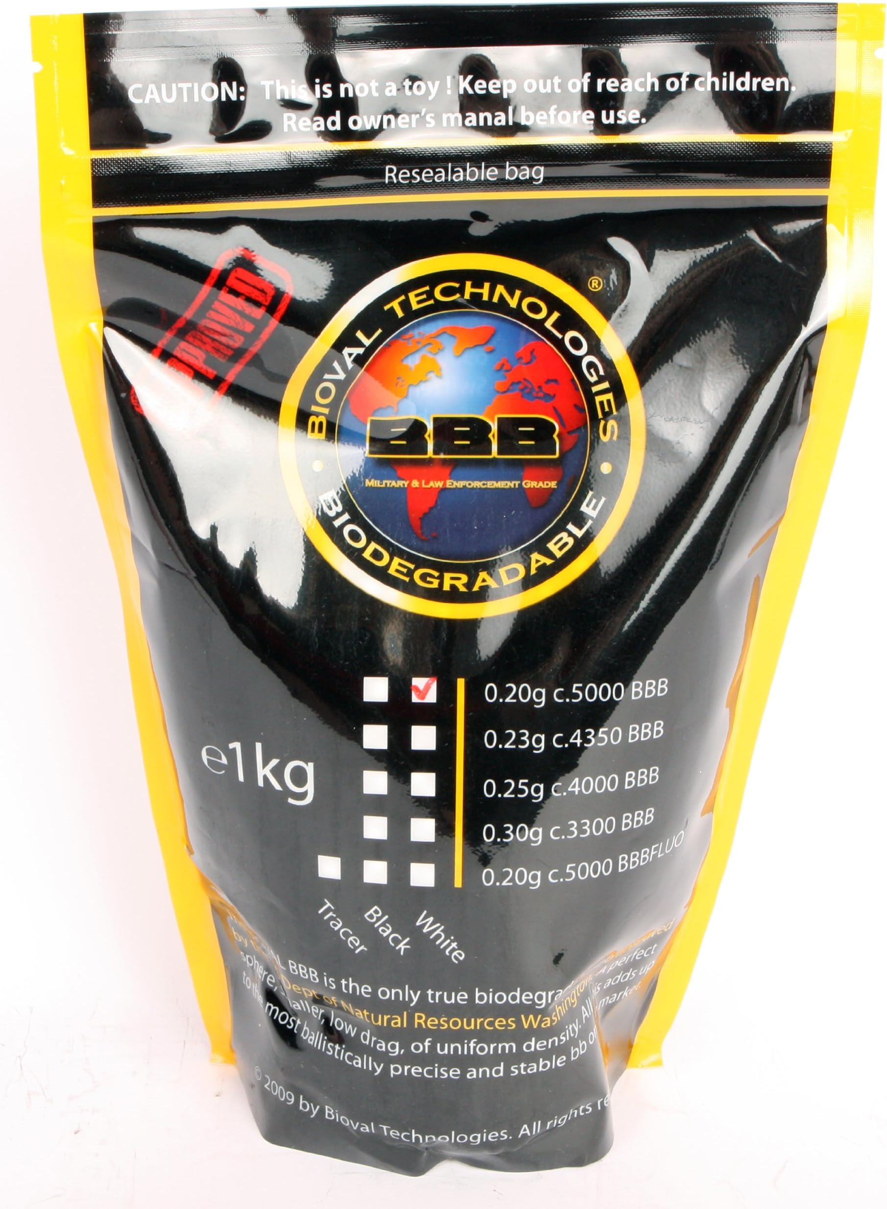 Palco Sports 805025 Bioval .20G 5000Ct 6Mm Bio Bb'S Bag, White