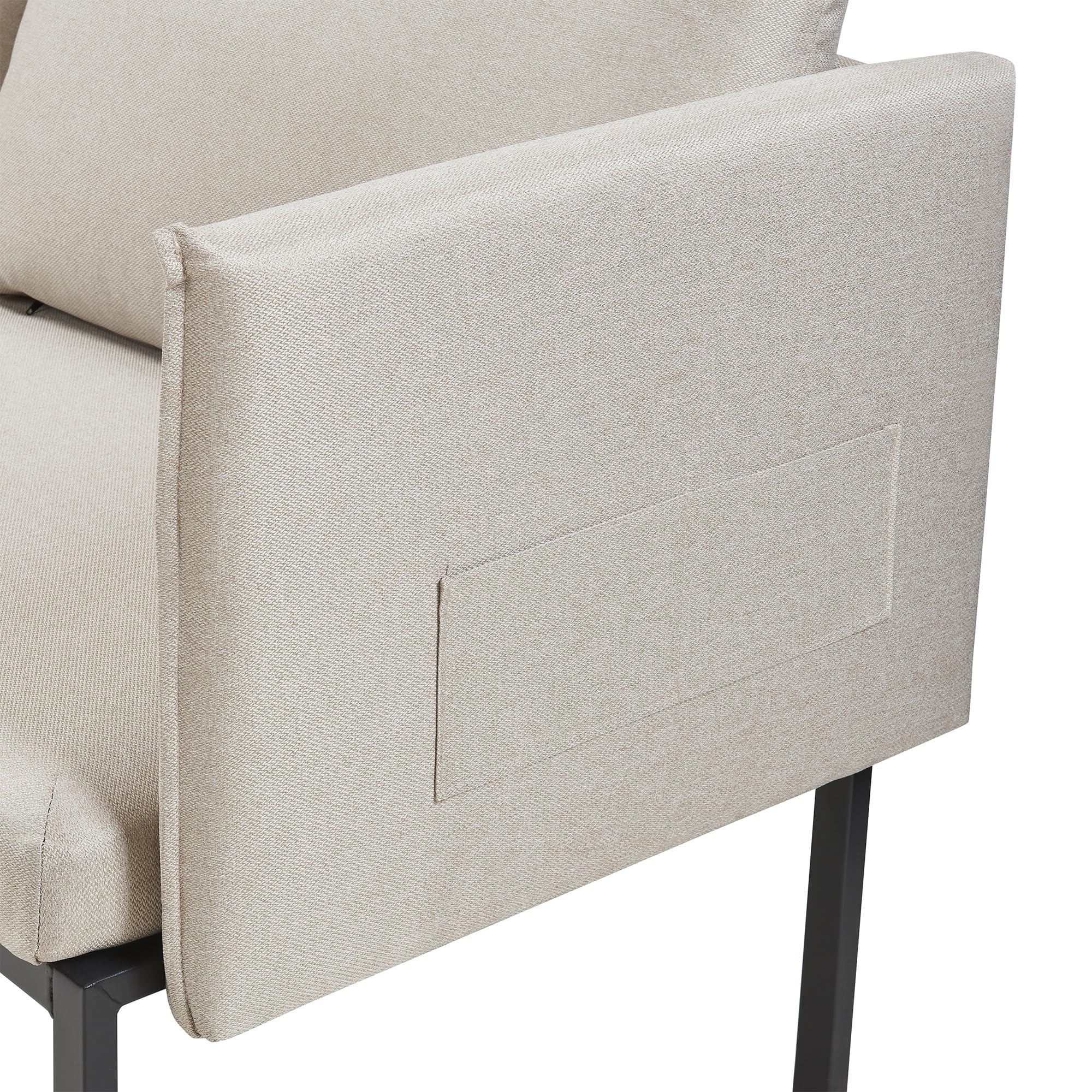 [en.casa] Divano a 2 Posti di Seduta Rivestito 2 Cuscini da Schienale e Braccioli con Tasche Integrate Sofa Imbottito a Telaio in Metallo per Salotto Soggiorno - Beige