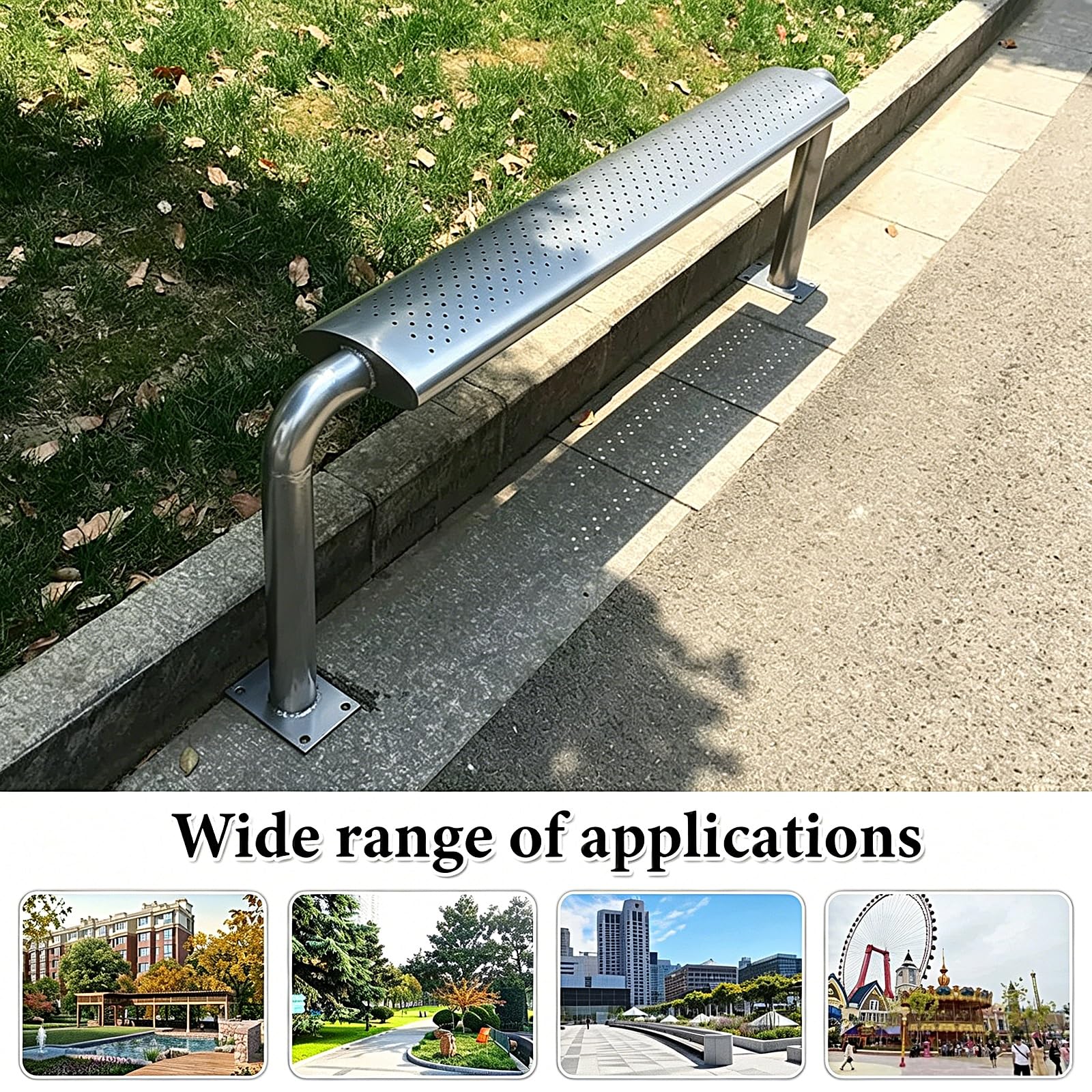 Panchina da Giardino 2 Posti Panchina da Esterno Resistenti Alle Intemperie Acciaio Inossidabile 201/304 Portata Massima 250 Kg per Piazze Fermate Dells'autobus(304 stainless steel,100x20x50cm)