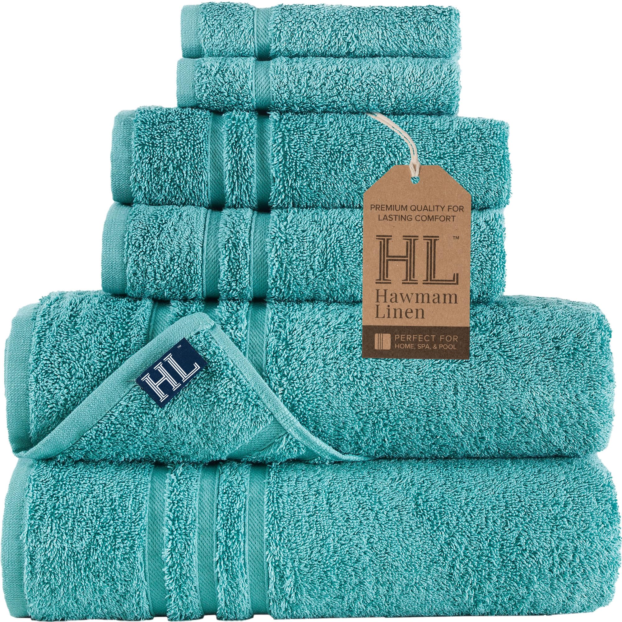 Set 6 Asciugamani Bagno Turchi In Cotone - Morbidi, Assorbenti E Ad Asciugatura Rapida - Confezione Completa Con 2 Grandi, 2 Medi E 2 Salviette