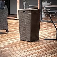 Vista 8 de Nestl Bote de basura gris para exteriores de 30 galones con tapa, cubo de basura de mimbre para patio