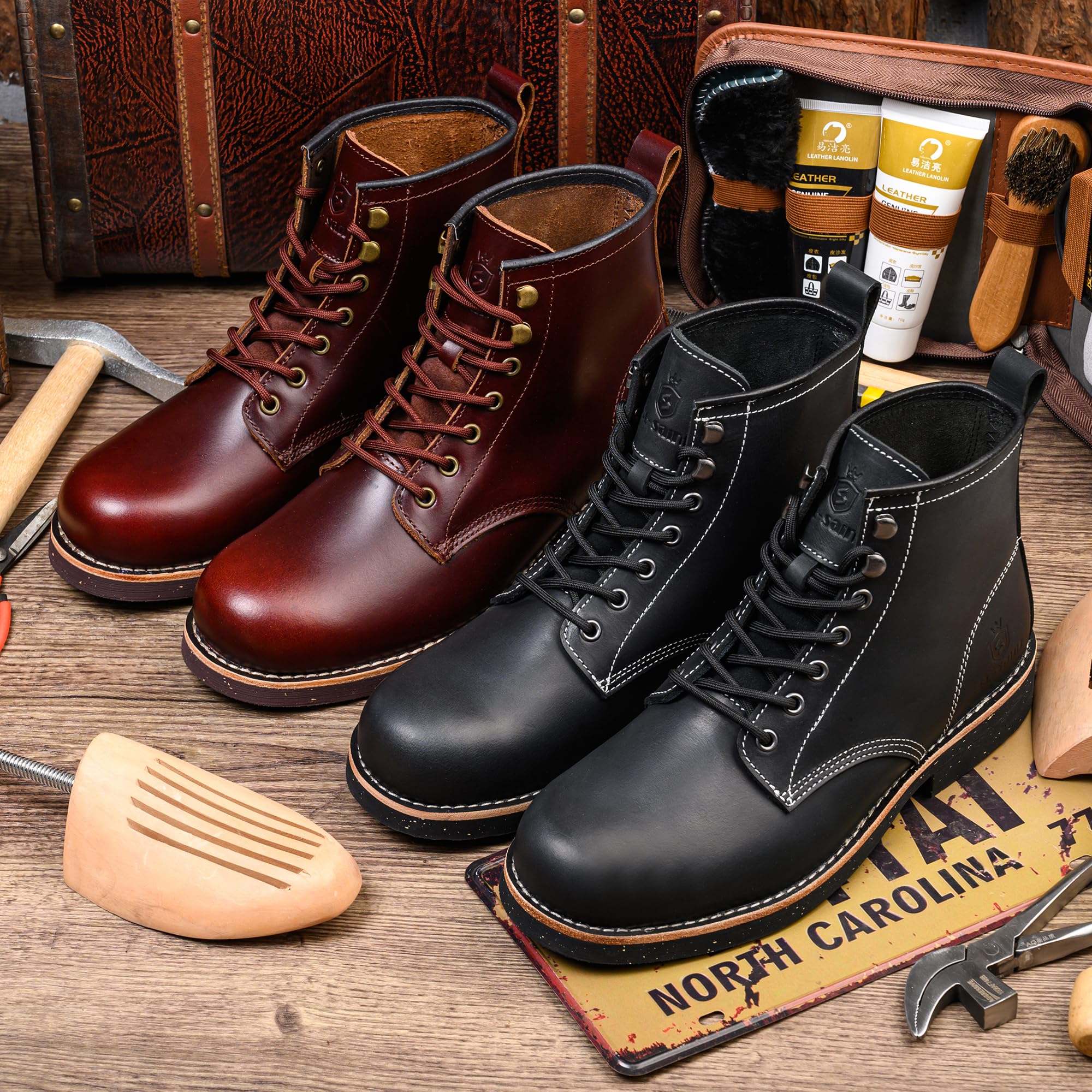 SL-Saint Stivali da uomo a punta morbida impermeabili in pelle bovina/fodera in lana Scarpe di moda