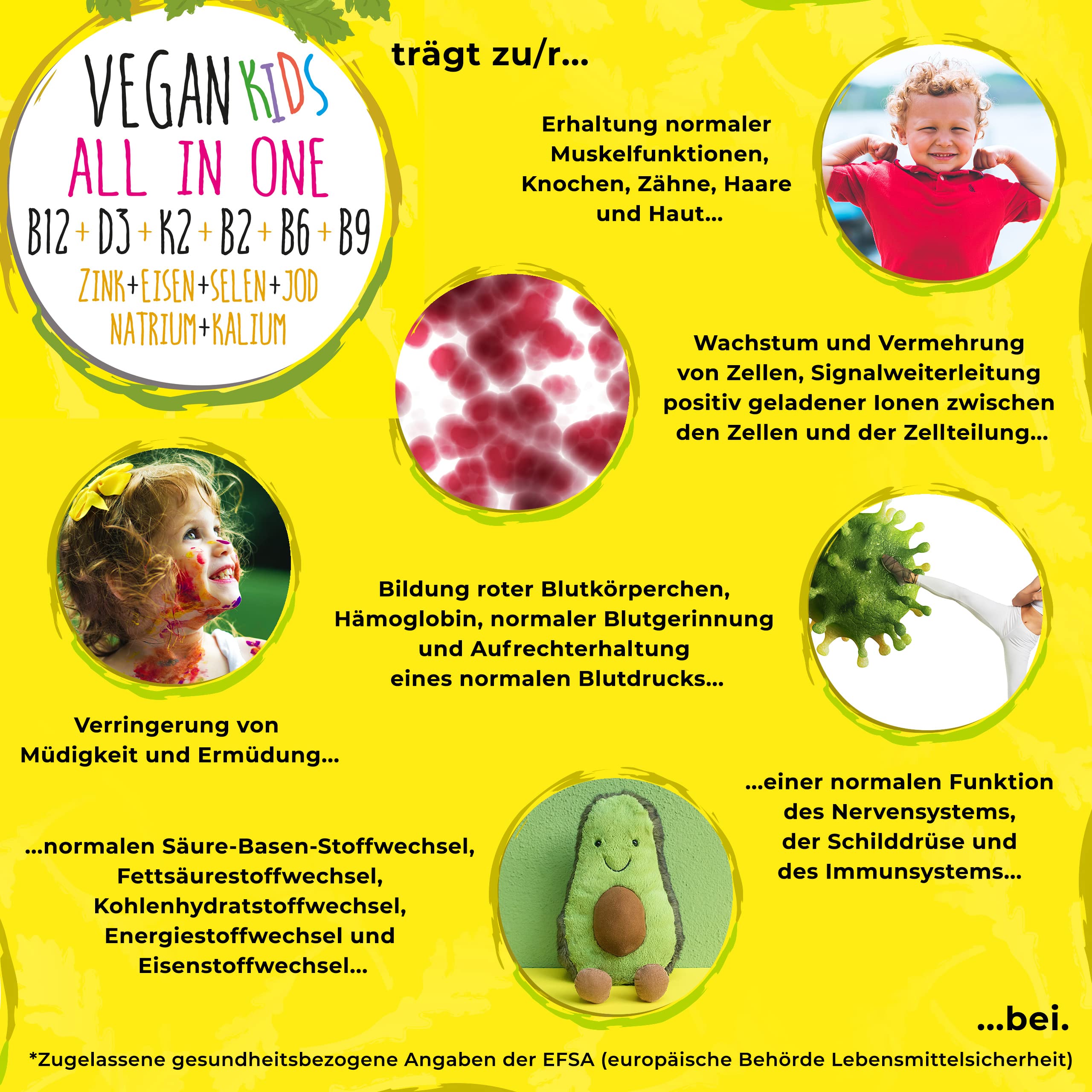 Vegan Kids All-in-One - Vitamin B12+D3+K2+B2+B6+B9 Folsäure + Zink + Eisen + Selen + Natrium + Kalium + Jod - Komplex für Kinder mit 120 Kapseln (max. 4 Monats-Vorrat)… (Packung mit 2)