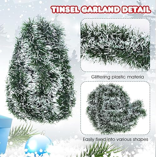 Miniatura 3 de Shappy Guirnalda de oropel de boda de 88.5 pies, 6 rollos, decoración de fiesta de graduación, guirnalda de alambre de oropel con purpurina metálica