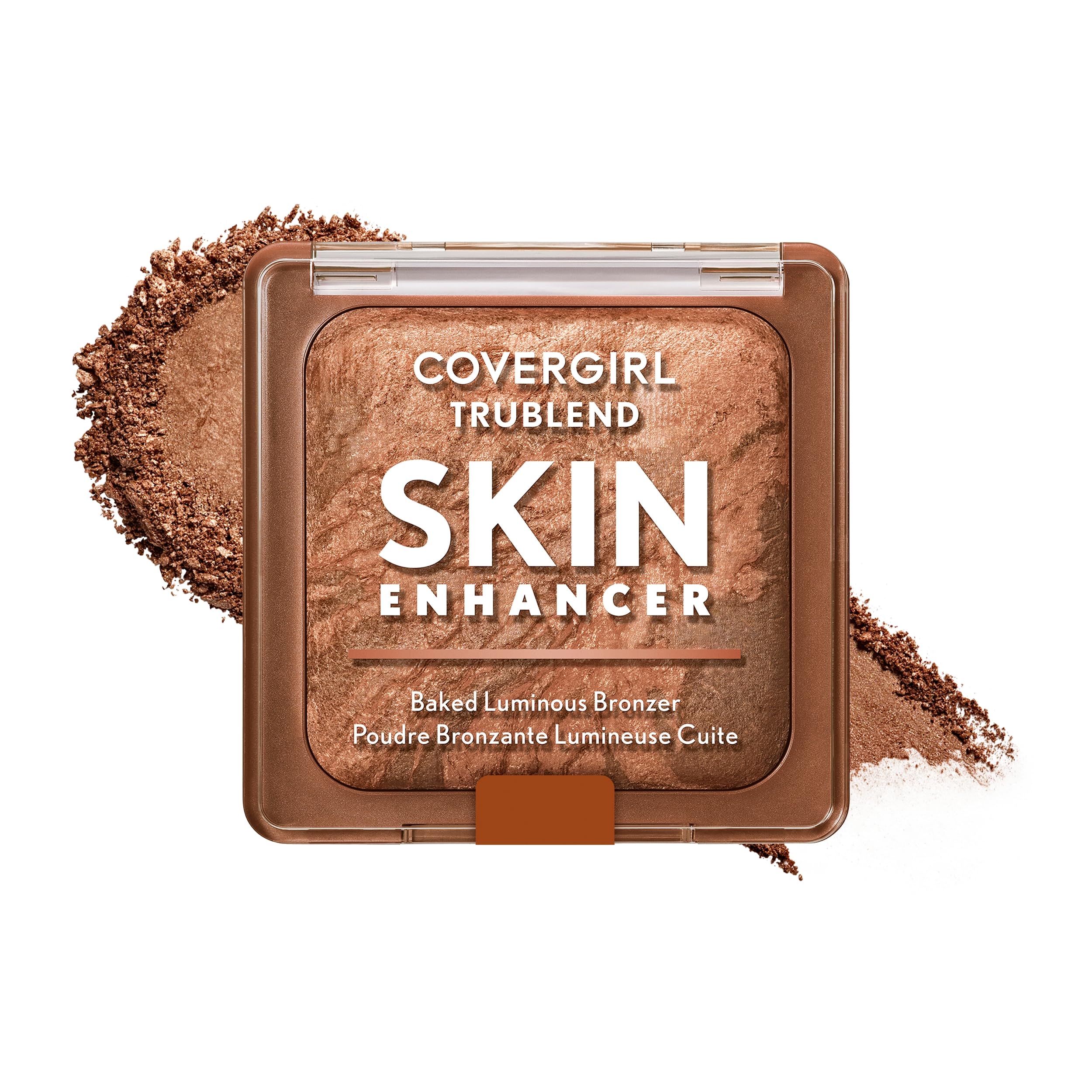COVERGIRL TruBlend Skin Enhancer Baked Luminous Bronzer, with Hyaluronic Acid & White Rose Extract, Blends Seamlessly - 320 Caramel (Medium Bronze
