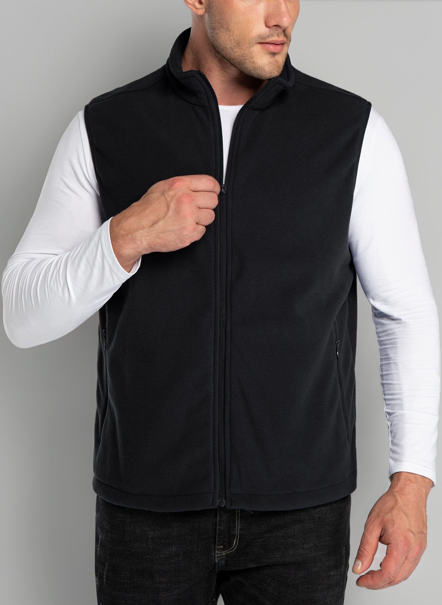 33,000ft Men's Fleece Gilets Lightweight Sleeveless Jacket Vest Windproof Bodywarmer Outerwear Golf Gilet With Zip Pockets for Hiking Cycling Running