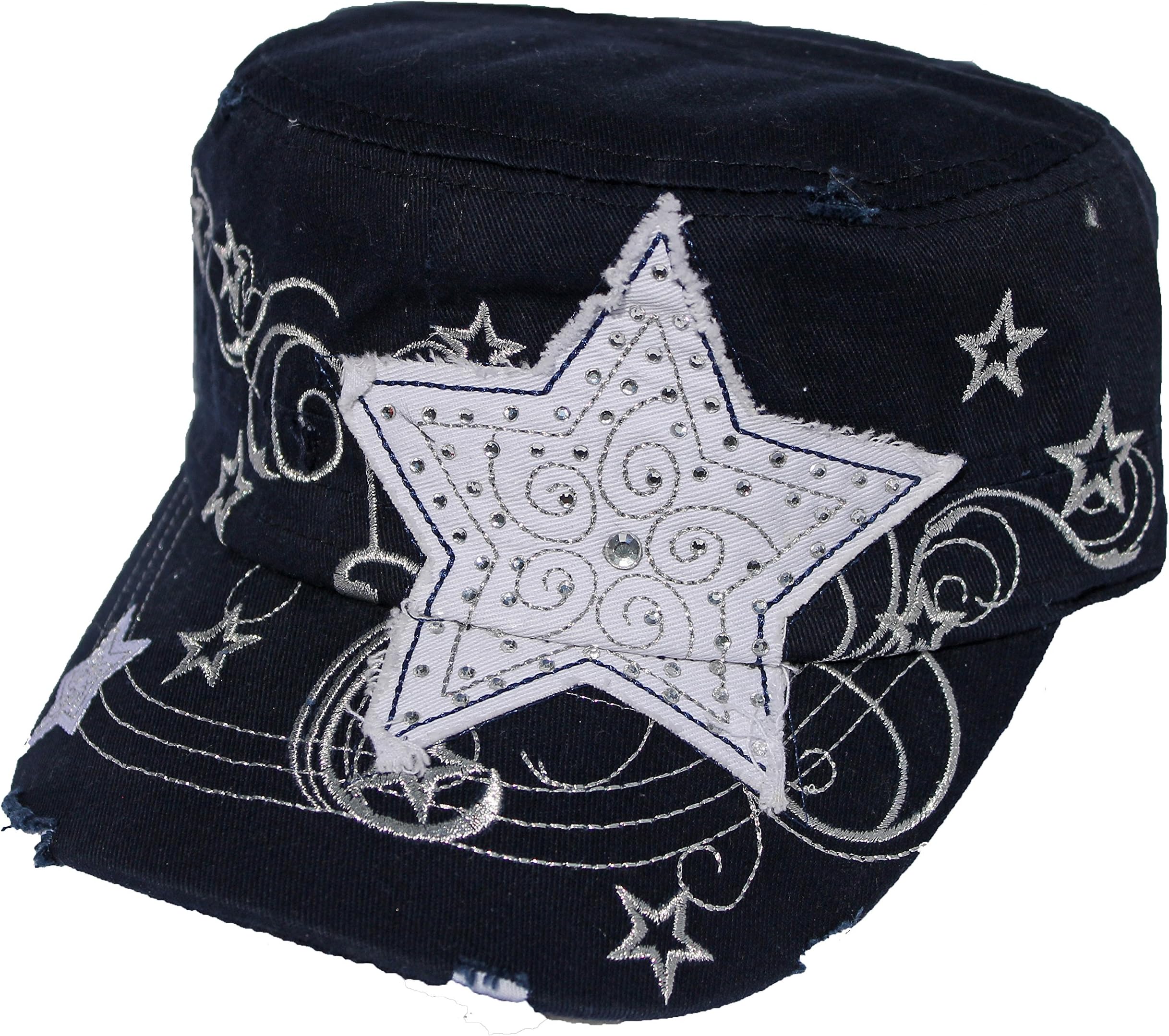 Daizy Chainz Women's Rhinestone Star Cadet Cap Hat